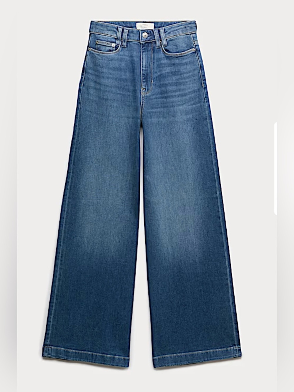 NWOT M&S Wide Leg High-Rise Women's Jeans in medium indigo Blue